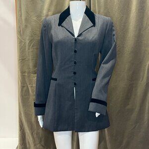 J Peterman Made in USA Vintage Wool Equestrian Riding Jacket With Velvet Trim
